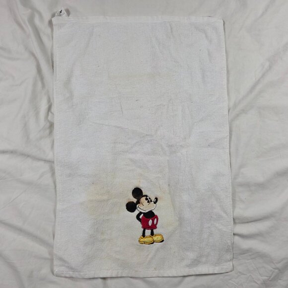 Vintage Walt Disney Mickey Mouse Retro White Cotton Hand Towel Embroidered - Picture 1 of 10